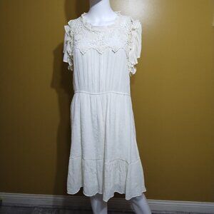 Perch Blu Pepper Flutter Sleeve Lace Trimmed Boho Dress 2XL Cottagecore Coquette